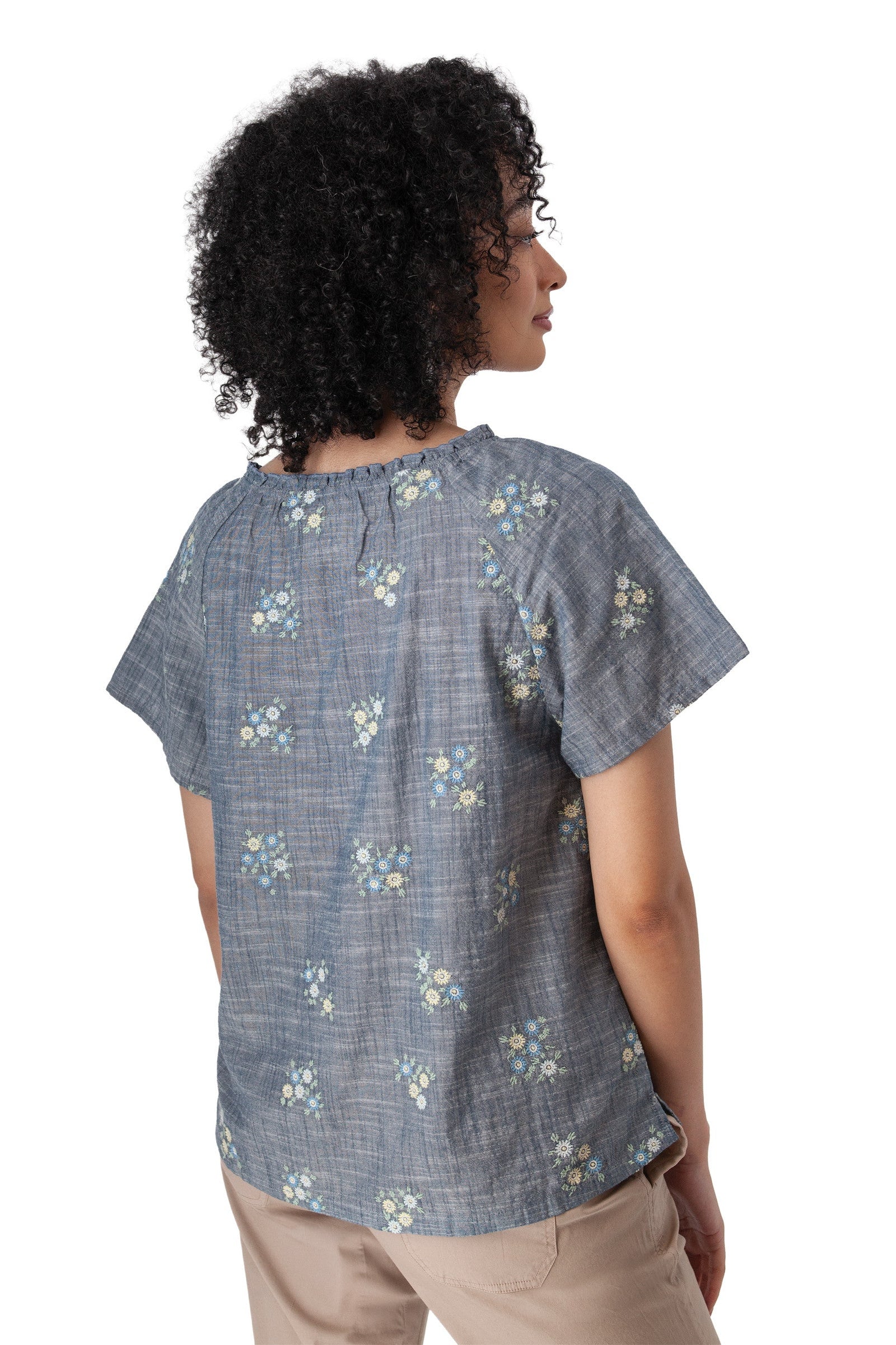 Mariposa Floral Split Neck Top