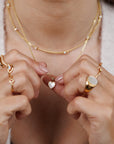 JK Gemstone Mother of Pearl Heart Pendant Necklace