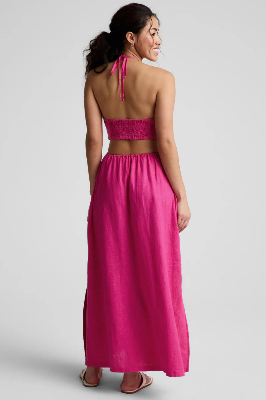 Soft Wash Linen Halter Dress
