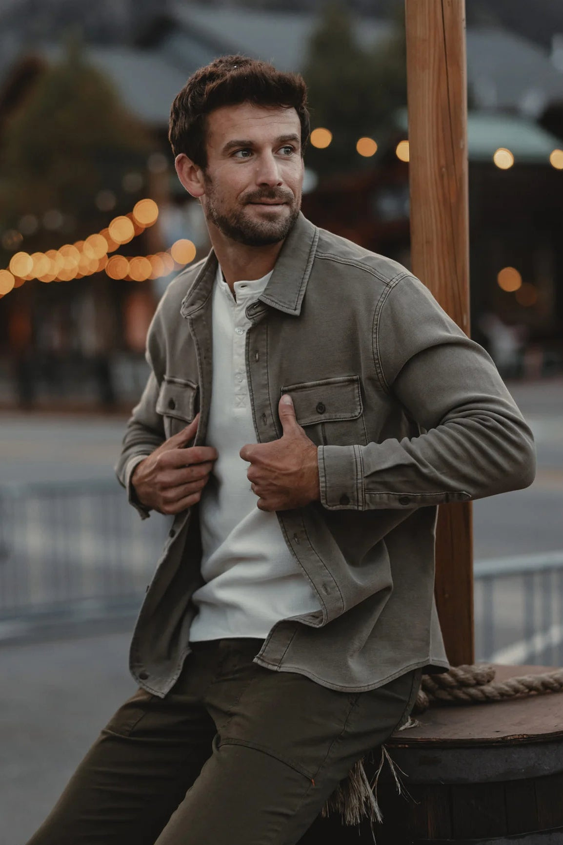 TNB Comfort Terry Shirt Jacket in Taupe