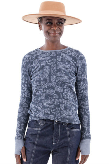 Sylvan Floral Thermal Top: Ombre Blue
