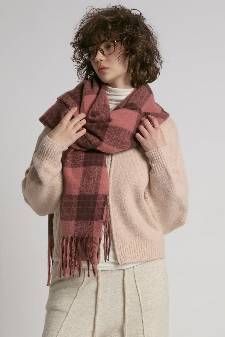 Rosewood Check W's Scarf