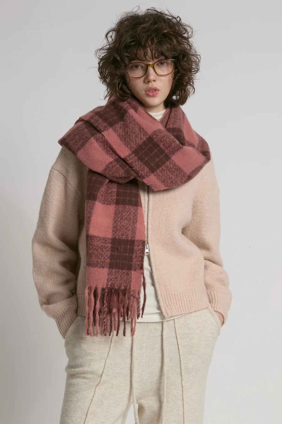 Rosewood Check W's Scarf