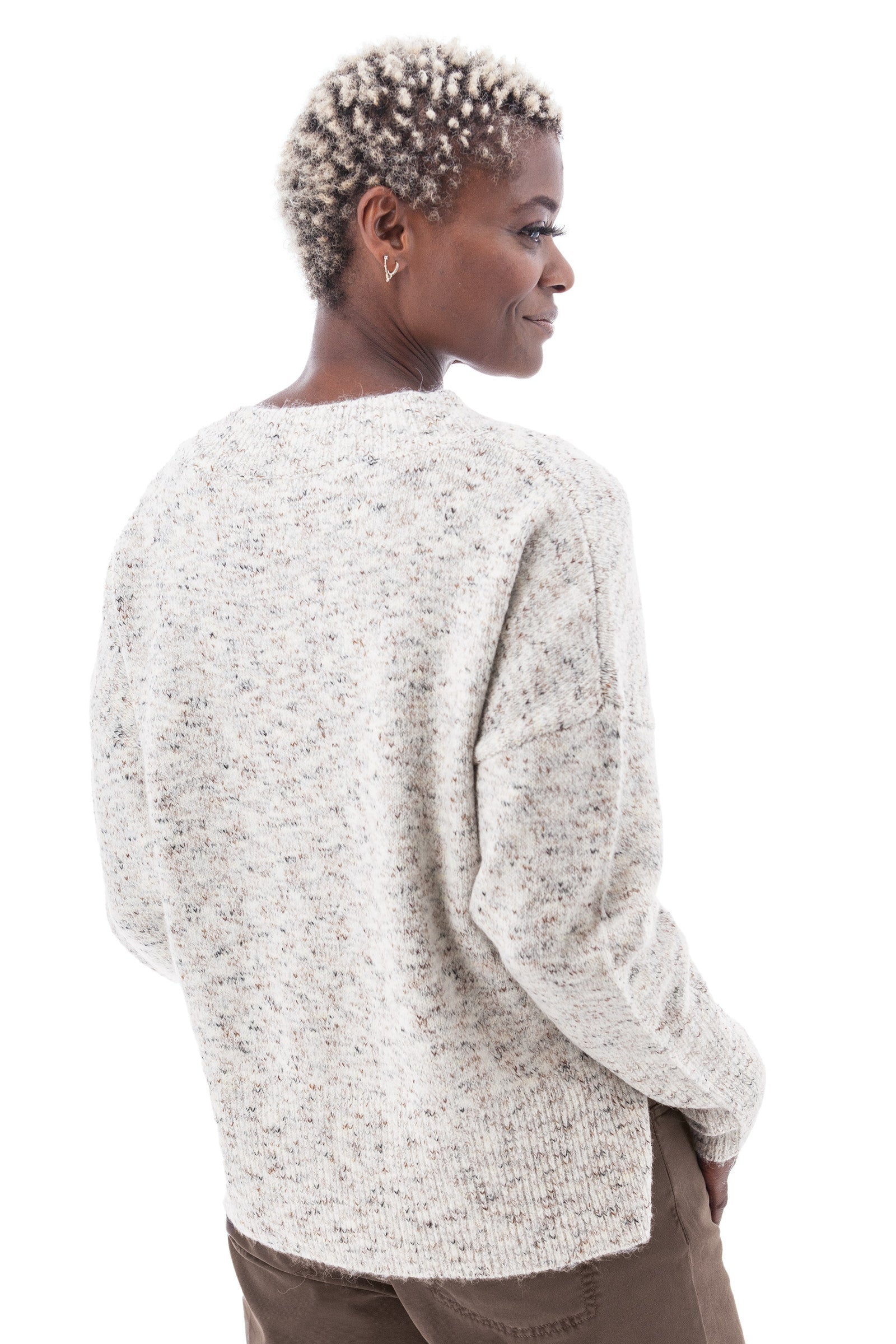 Elsa V-Neck Sweater: Egret