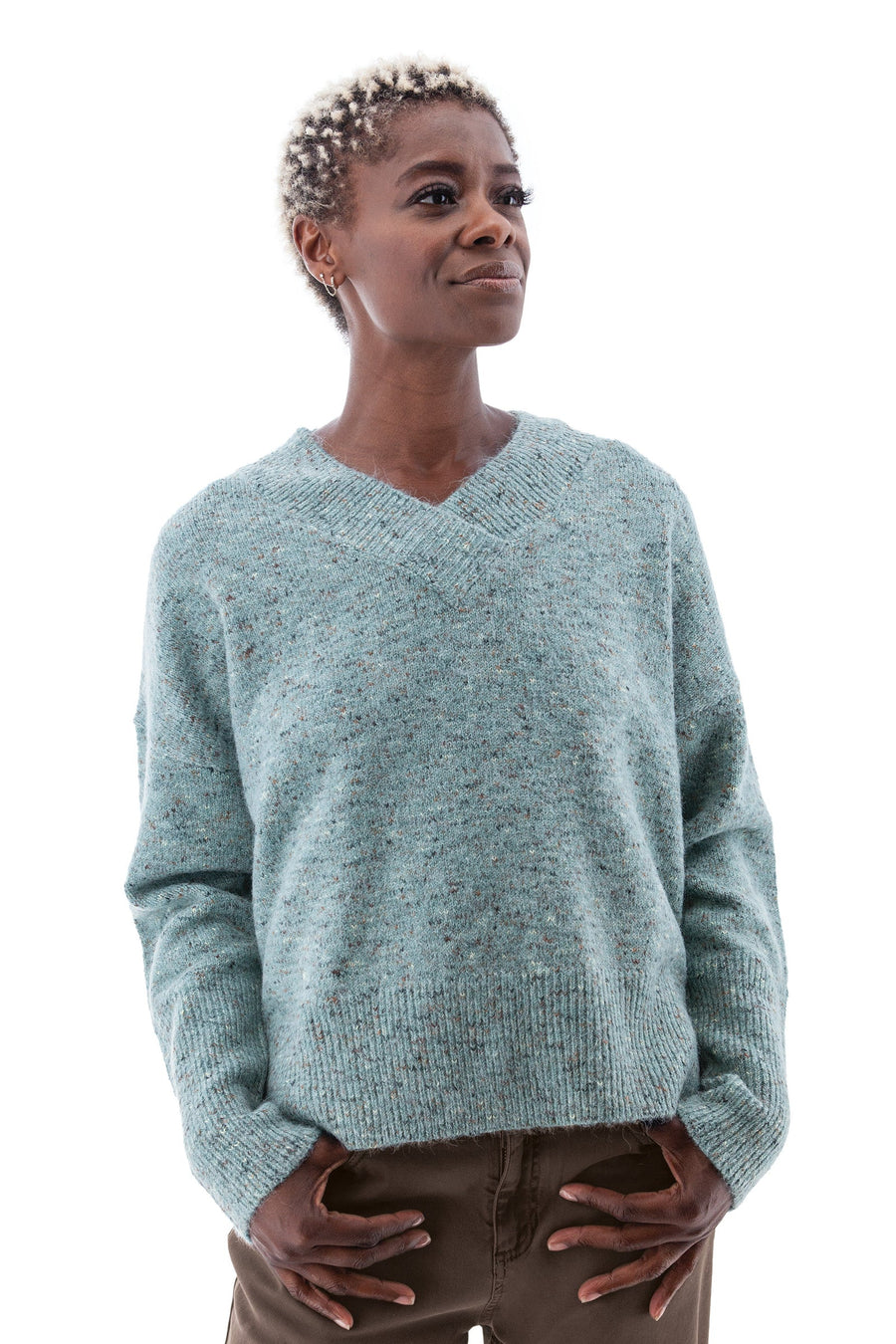Elsa V-Neck Sweater: Teal