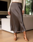 Chocolate Silky Slip Skirt