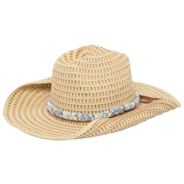 Mixtec W's Looped Crochet Straw Cowboy Hat with Braided Band
