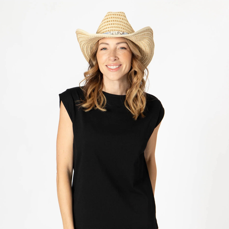 Mixtec W's Looped Crochet Straw Cowboy Hat with Braided Band