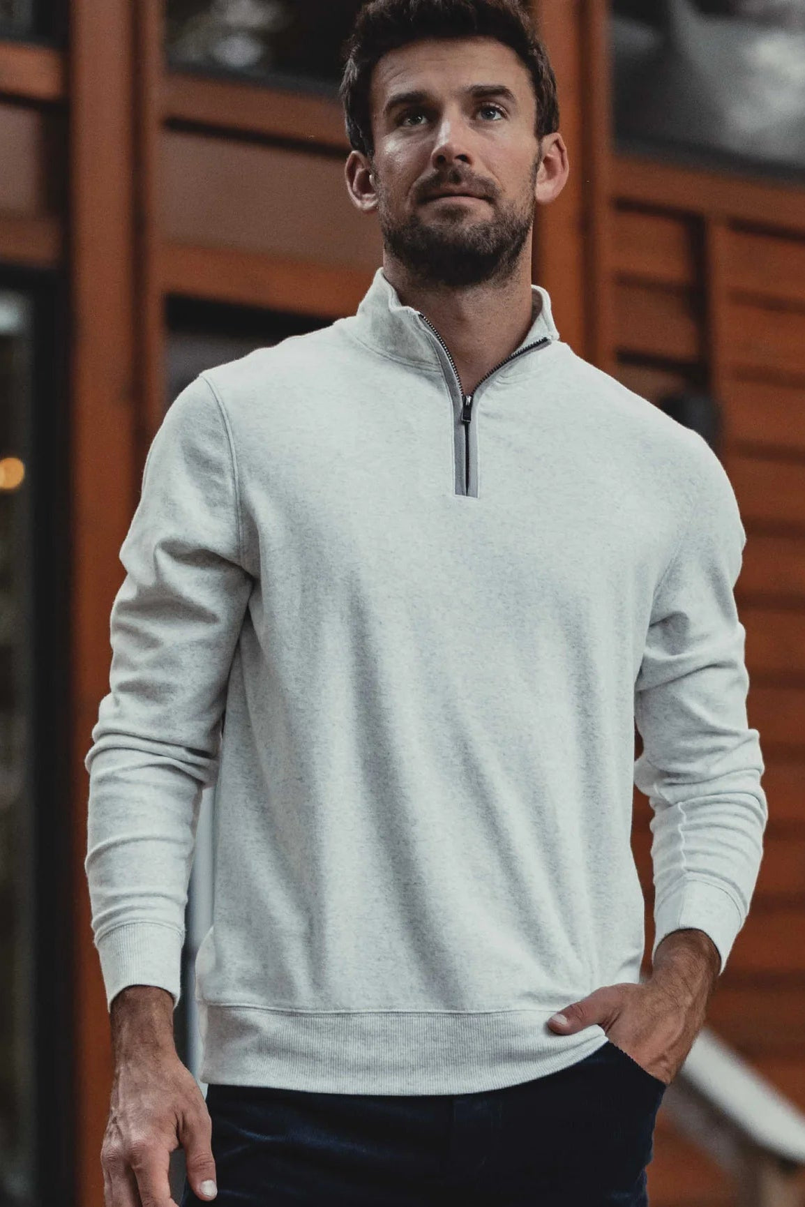 Purmeso Weekend 1/4 Zip in Stone