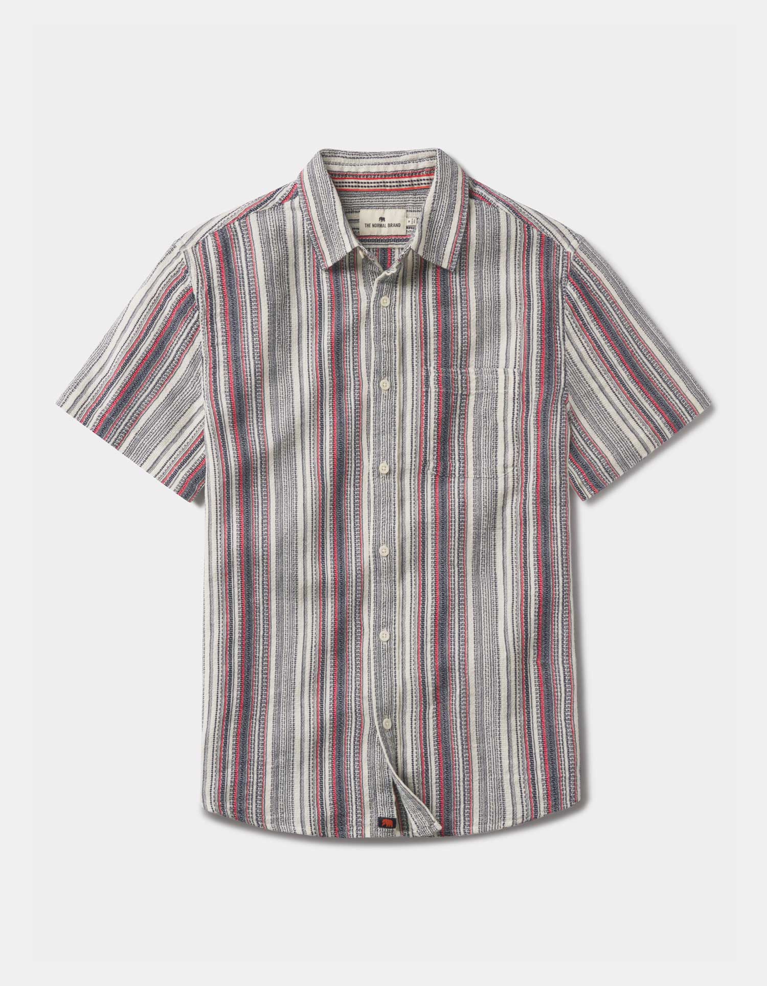 TNB Freshwater Short Sleeve Button Up Shirt: Americana Stripe