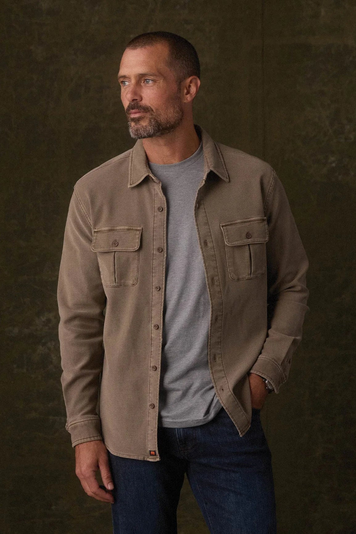 TNB Comfort Terry Shirt Jacket in Taupe