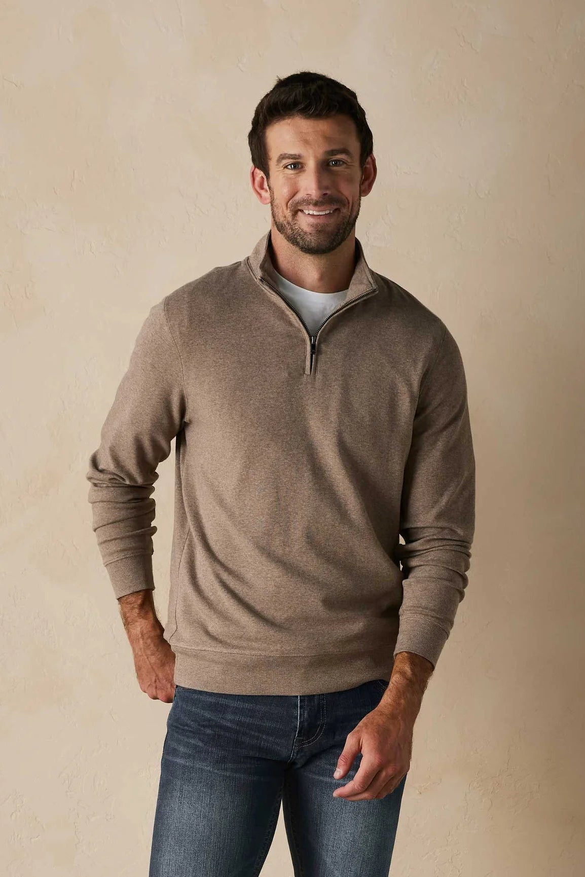 Purmeso Weekend 1/4 Zip in Taupe