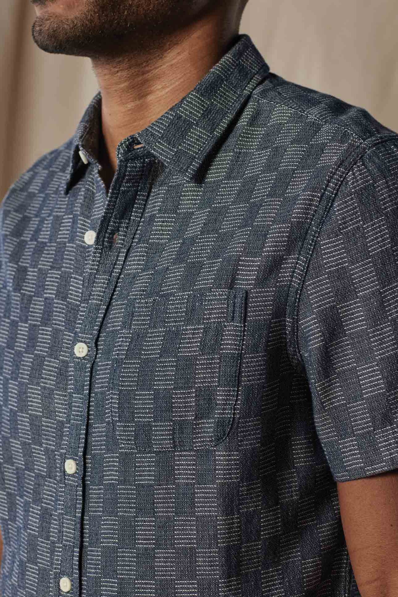 TNB Freshwater Short Sleeve Button Up Shirt: Summer Navy Check