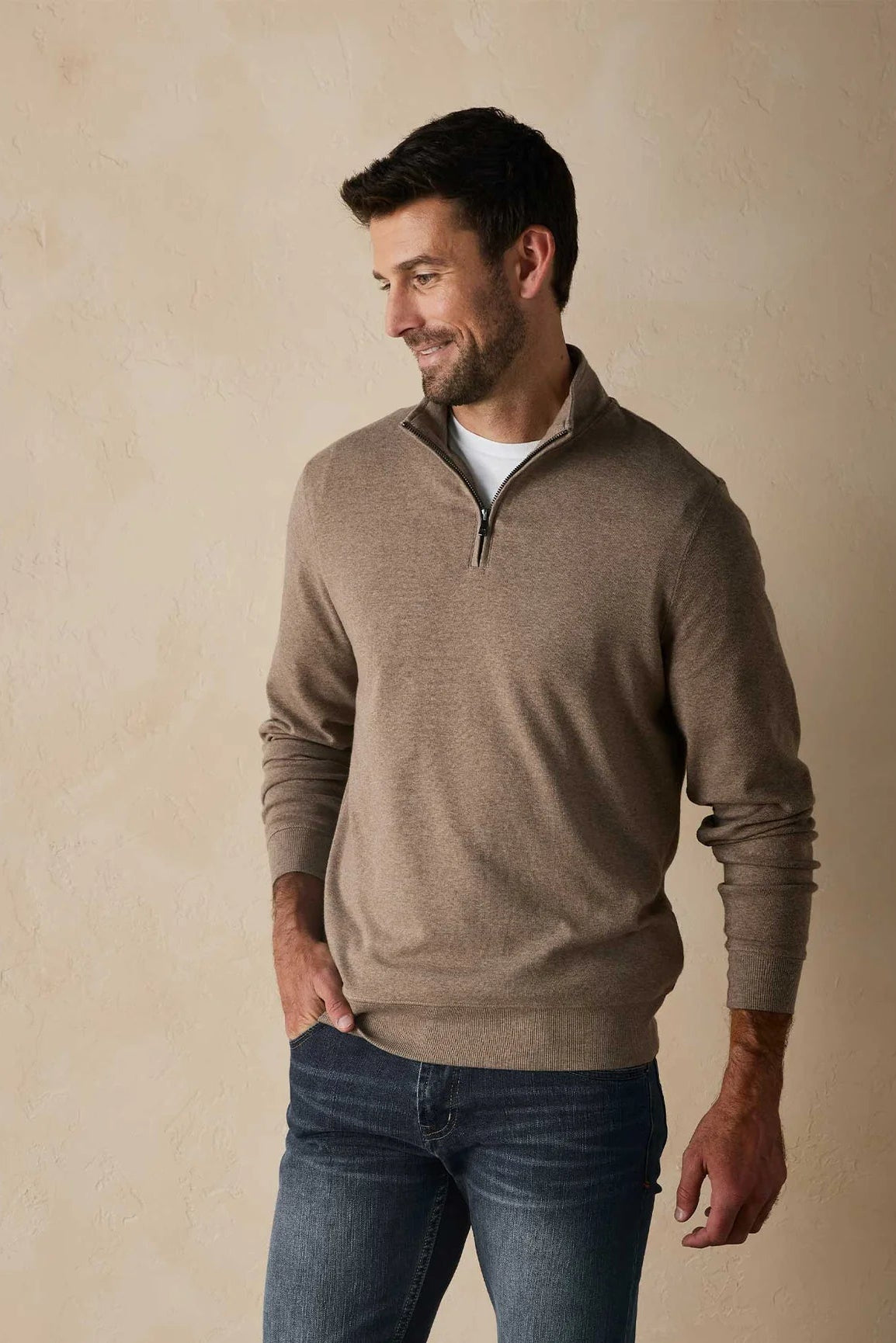Purmeso Weekend 1/4 Zip in Taupe