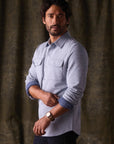 TNB Textured Knit Shirt in Vintage Blue