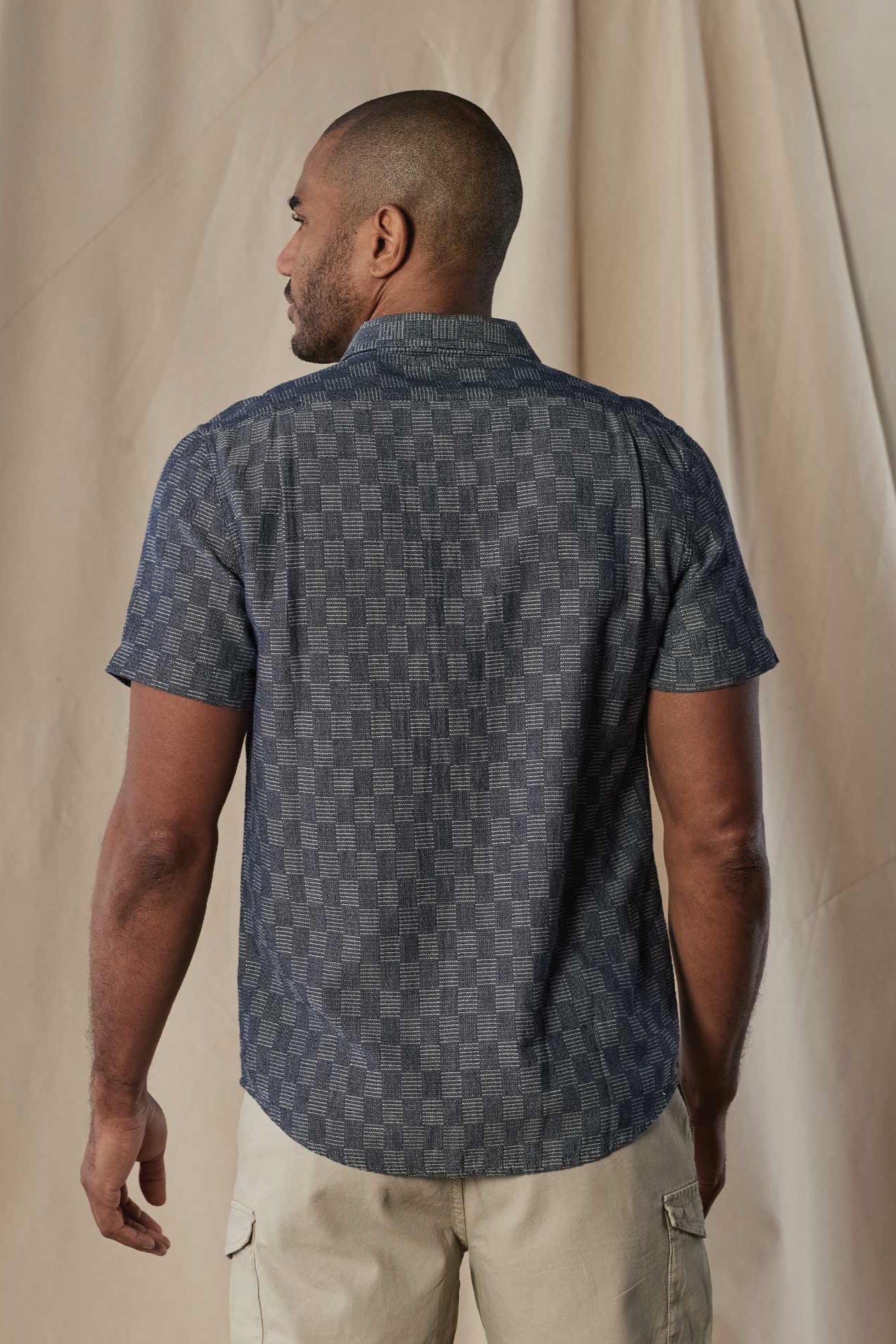 TNB Freshwater Short Sleeve Button Up Shirt: Summer Navy Check