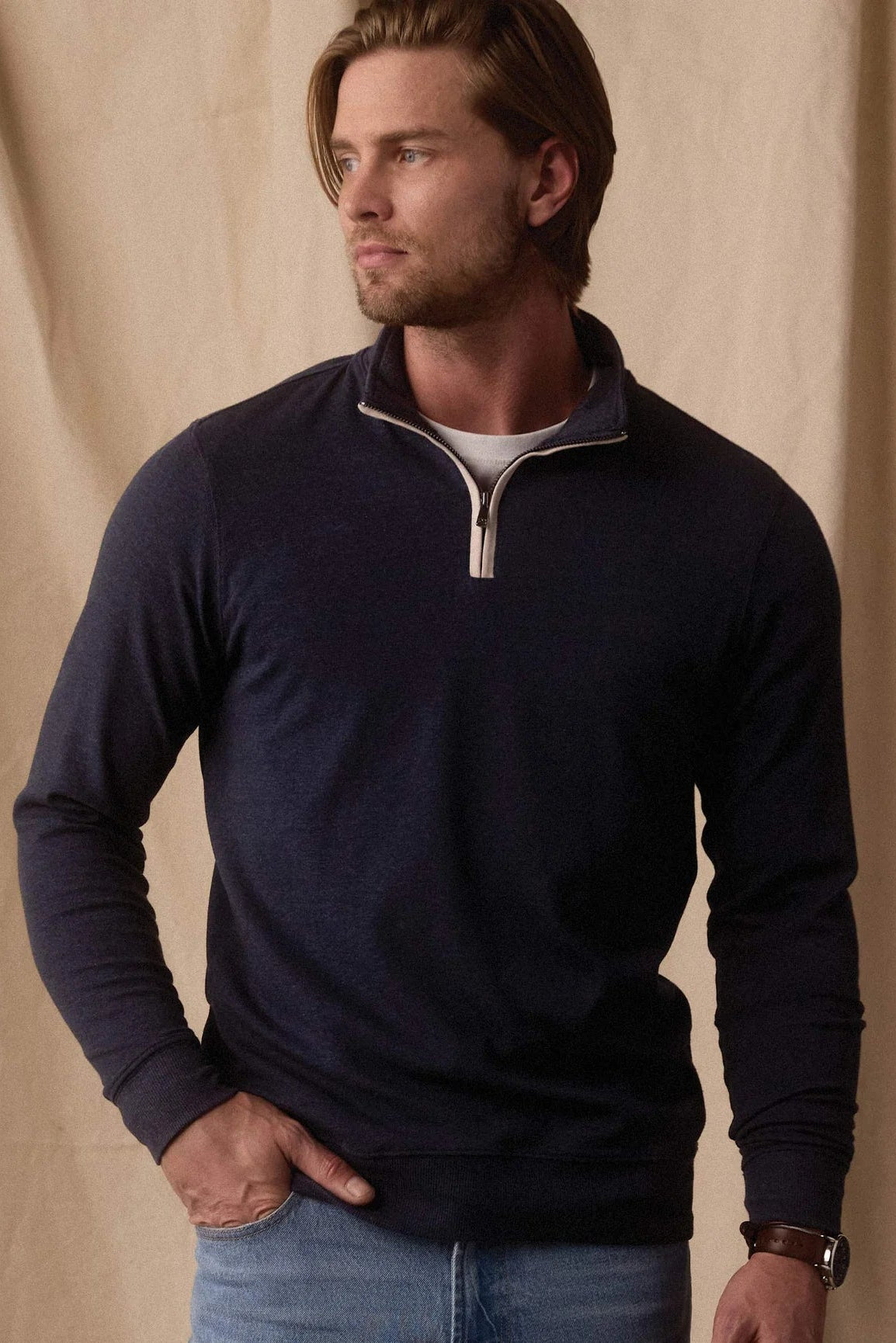 Purmeso Weekend 1/4 Zip in Navy