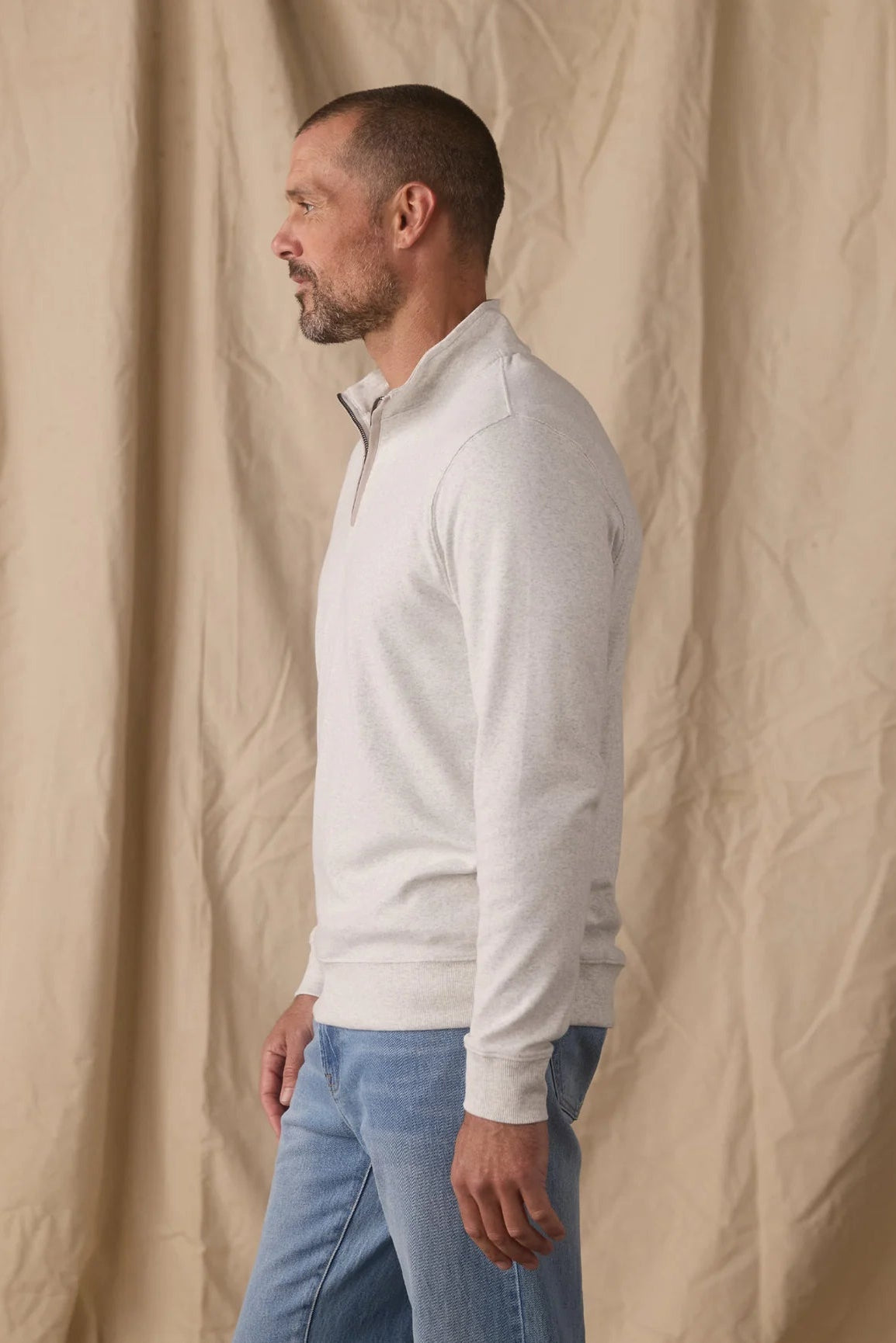 Purmeso Weekend 1/4 Zip in Stone