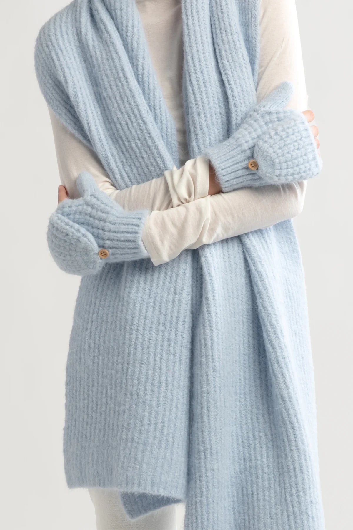 Wool Blend Waffle Knit Flip Mittens