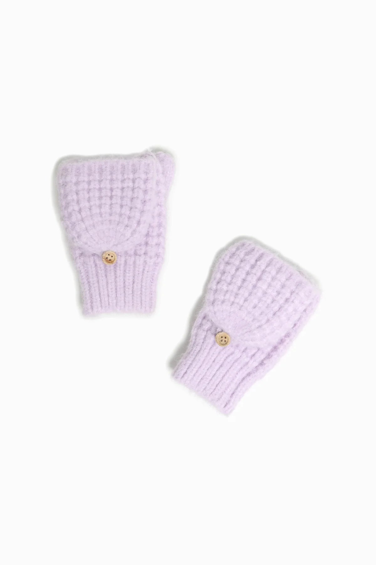 Wool Blend Waffle Knit Flip Mittens