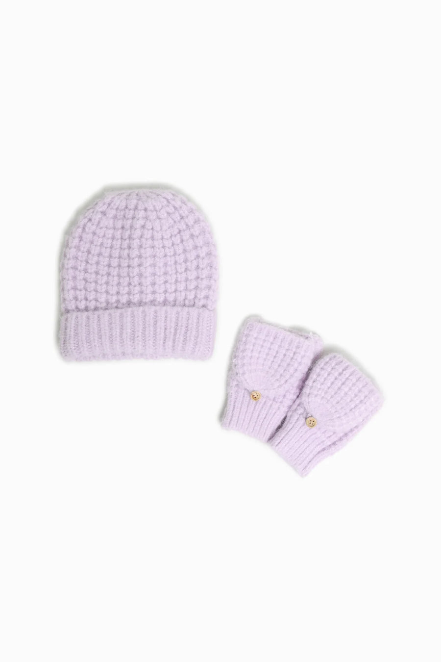 Wool Blend Waffle Knit Flip Mittens