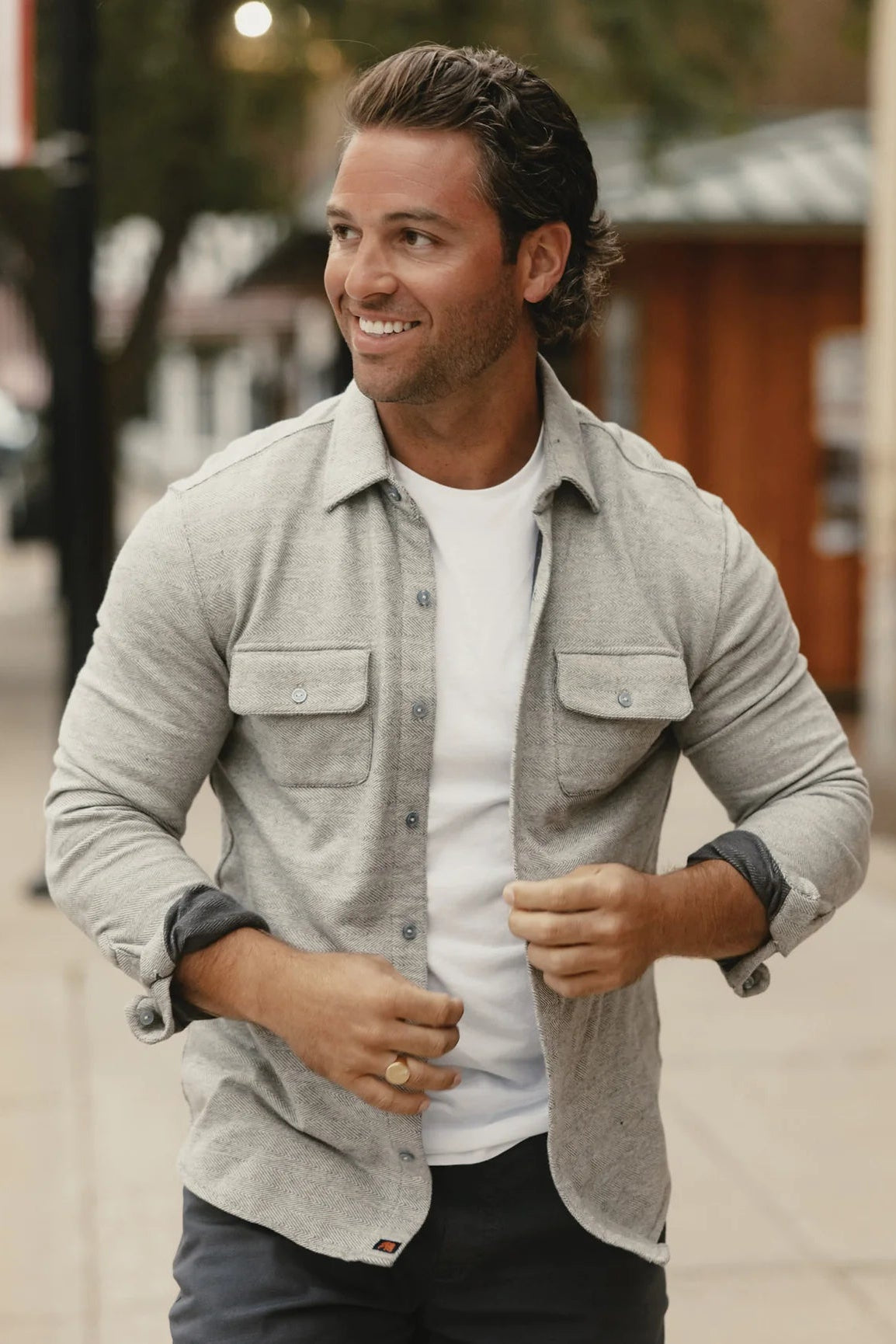 TNB Textured Knit Shirt in Graphite