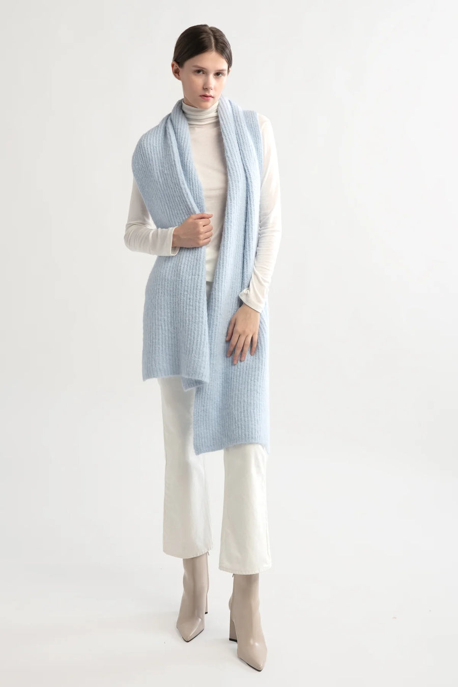 Wool Blend Rib Knit Scarf