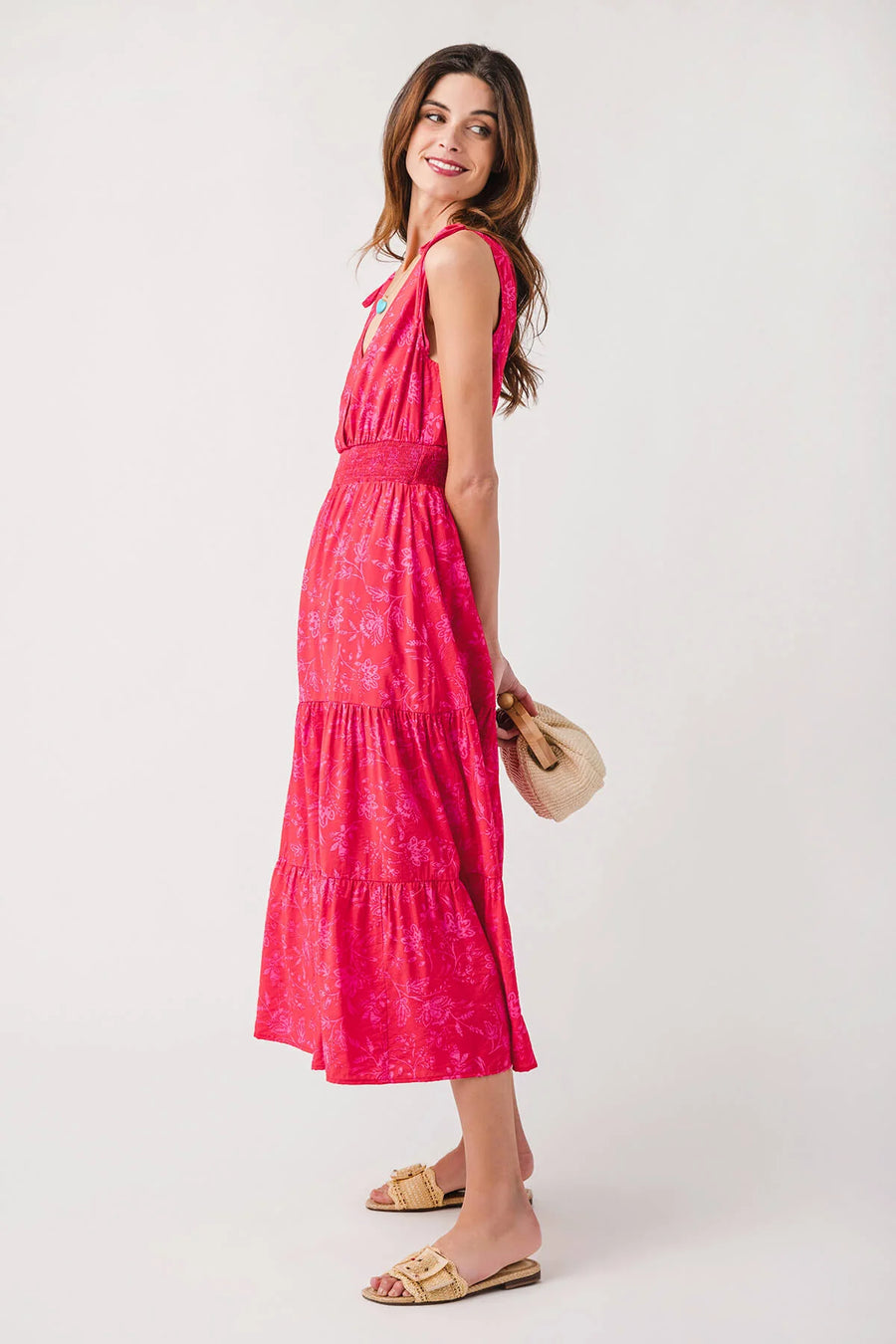 Woven Bora Floral Print Tiered Dress