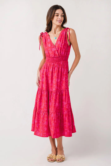 Woven Bora Floral Print Tiered Dress