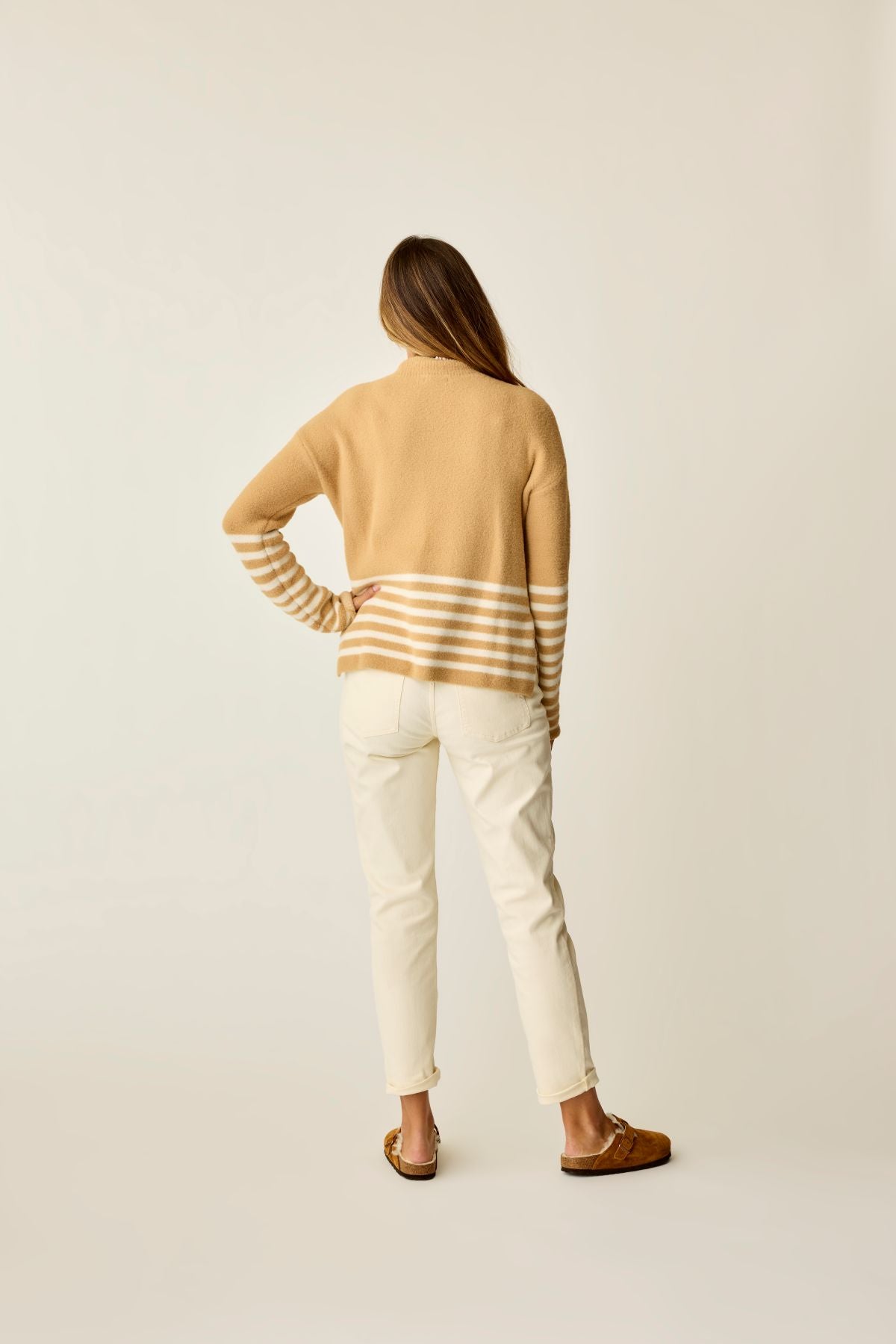 Olivia Plush Sweater: Camel Stripe