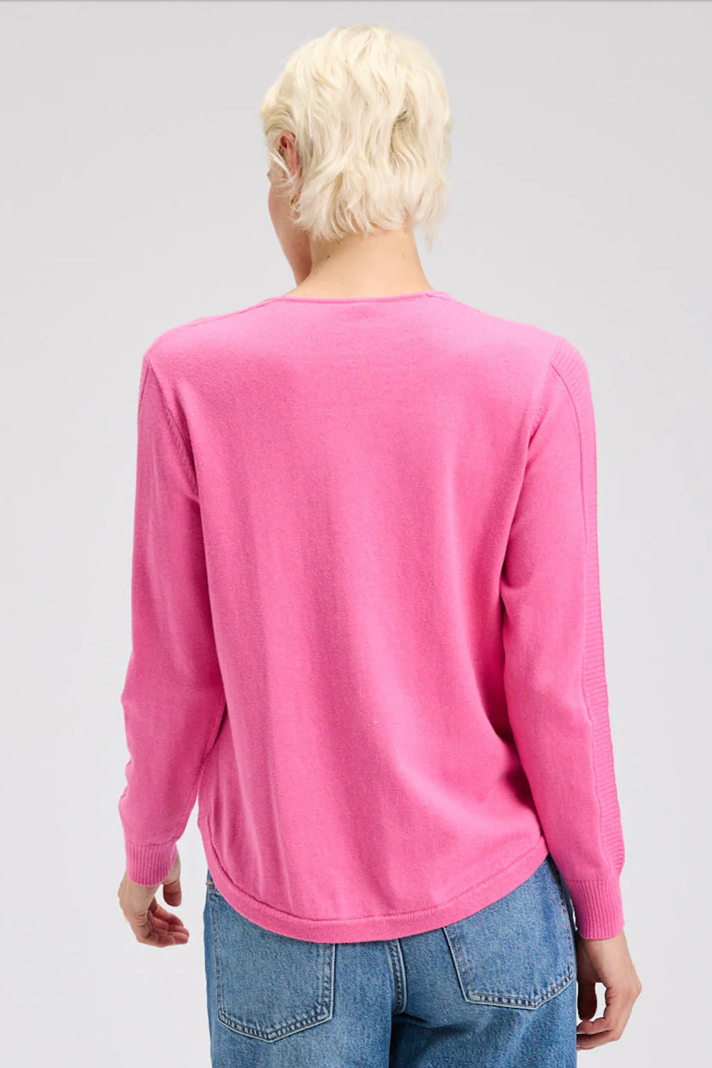 Z&P Cotton and Cashmere Soft V-Neck Sweater: Pink