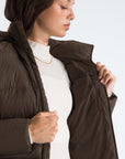 TNF W's Hydrenalite City Down Hooded Parka: Smokey Brown