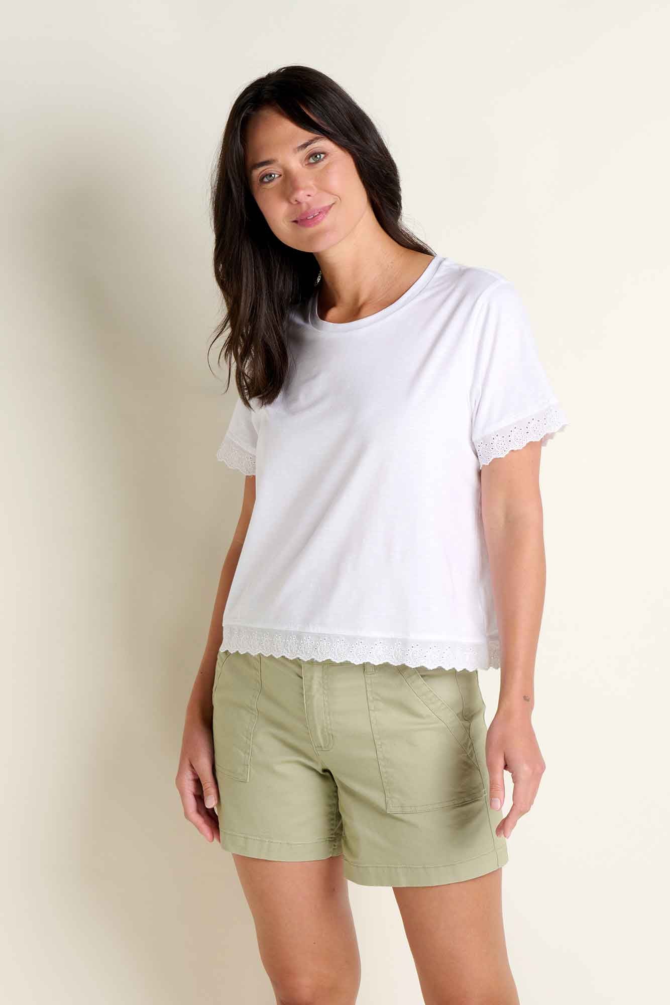 Clara Eyelet Sleeve Short Sleeve Tee