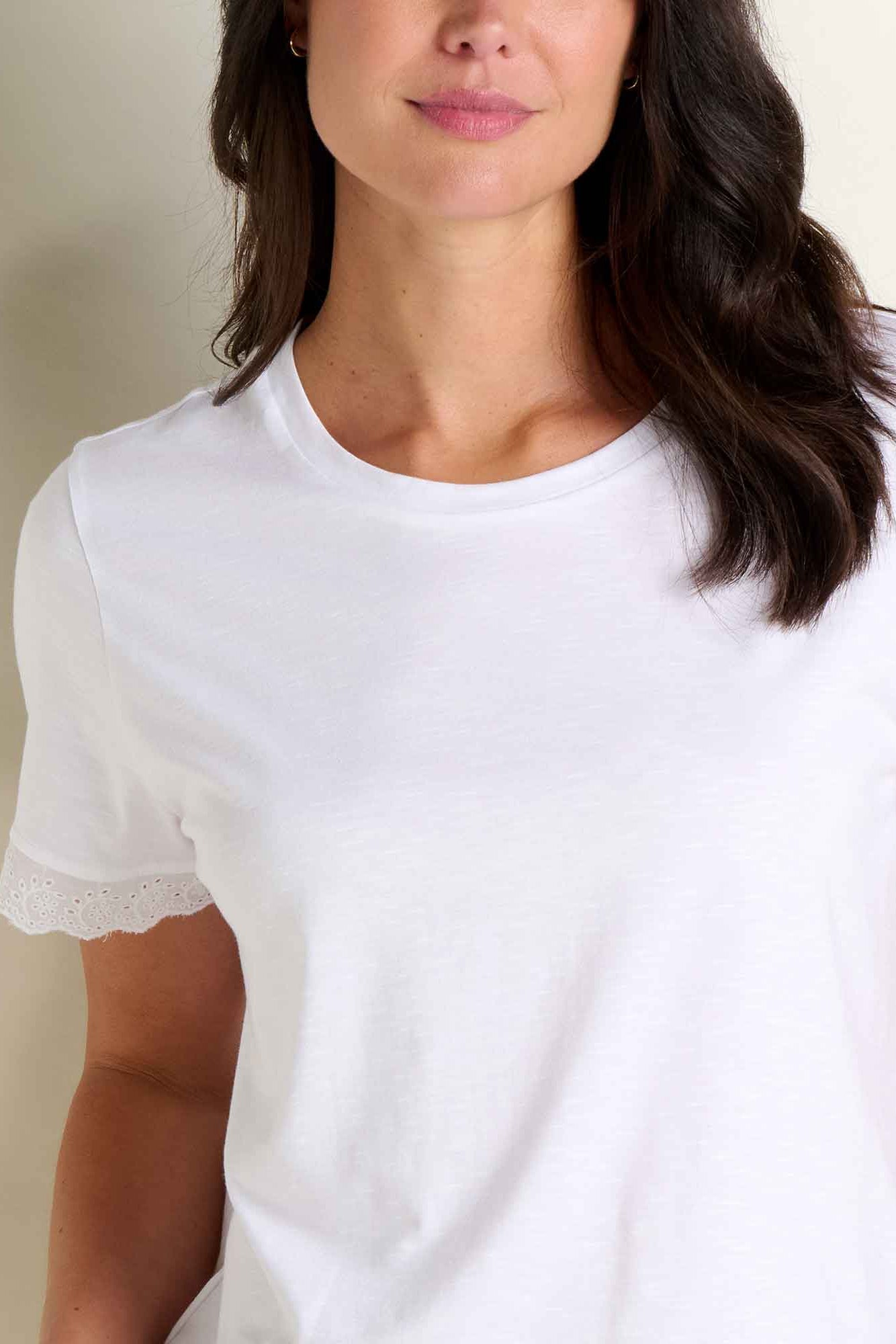 Clara Eyelet Sleeve Short Sleeve Tee