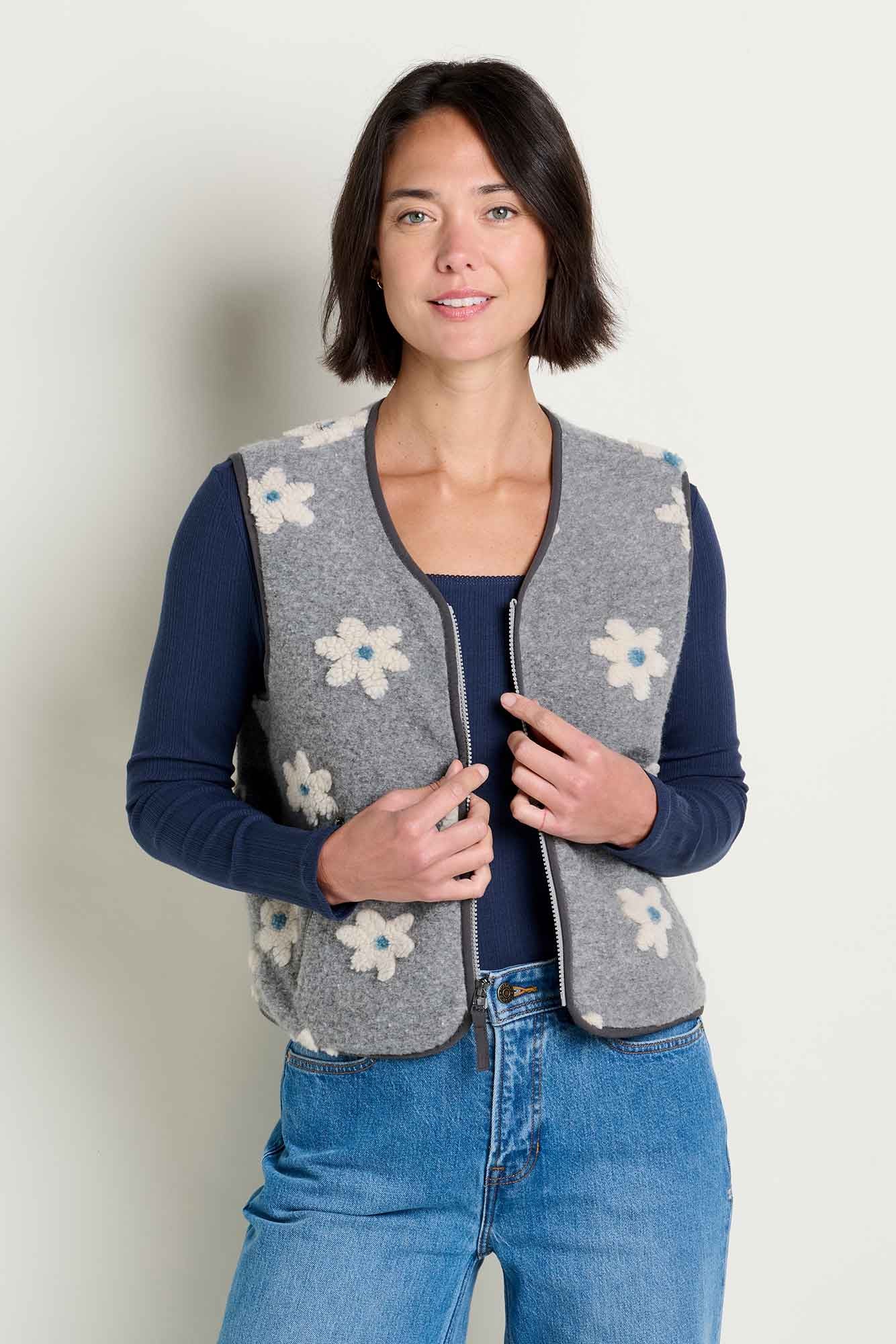Sespe Sherpa Vest- Heather Grey Pattern
