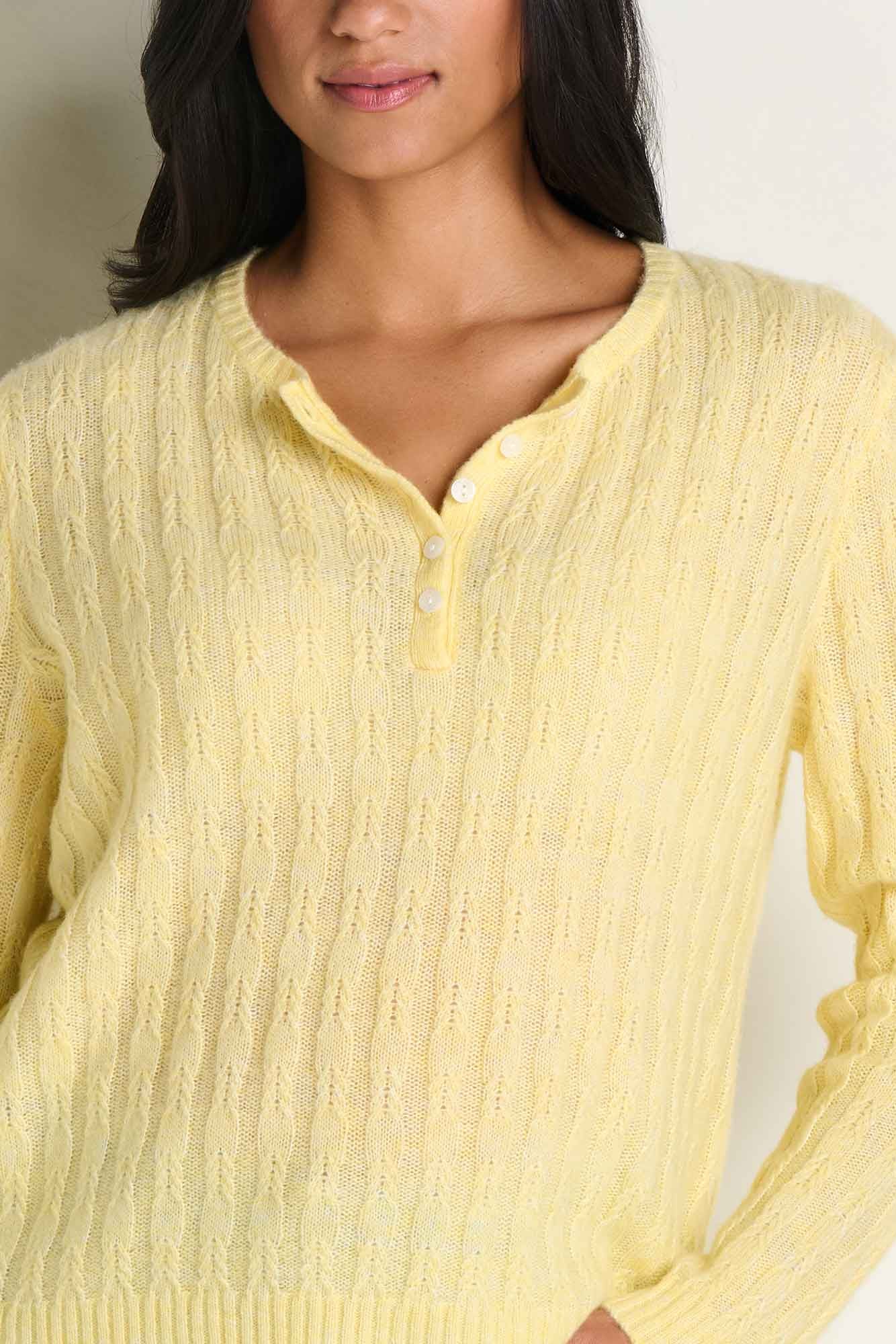Cloudcover Super Soft Henley Pullover Sweater- Chamomile