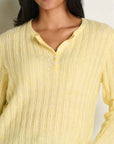 Cloudcover Super Soft Henley Pullover Sweater- Chamomile