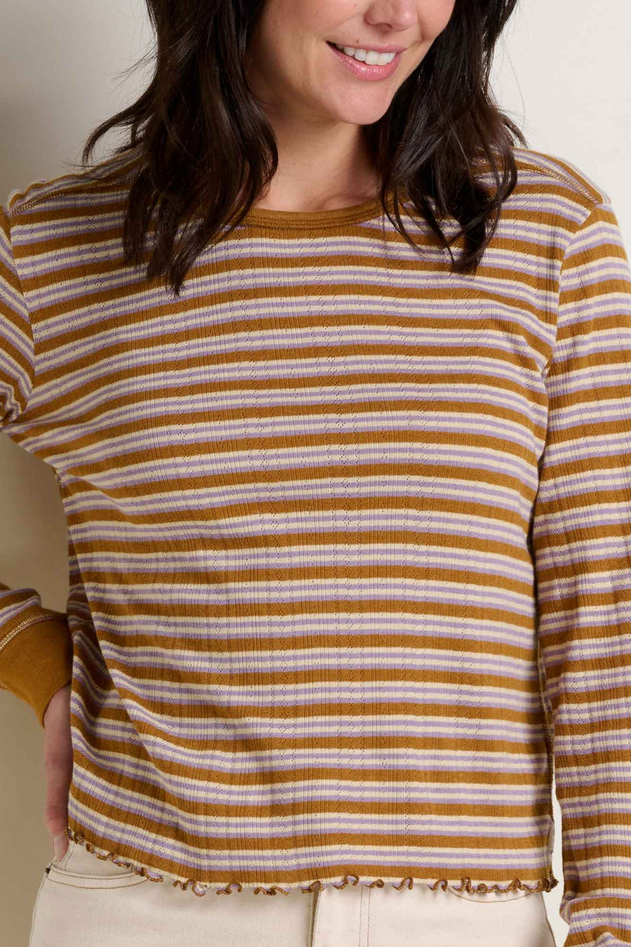 Foothill Pointelle Long Sleeve Crew T-Shirt