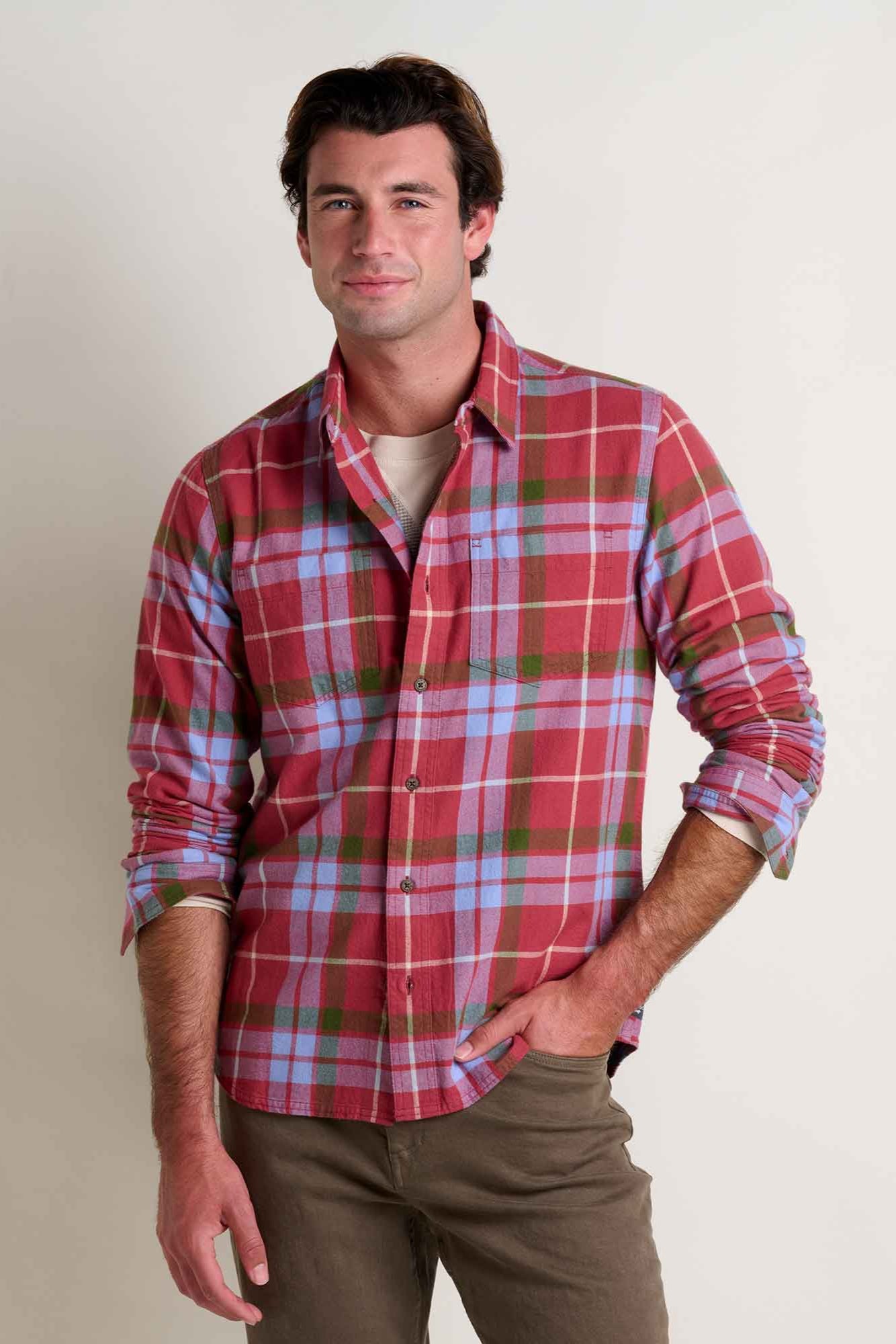 Pinevale Long Sleeve Button Down Flannel Shirt-Sundown