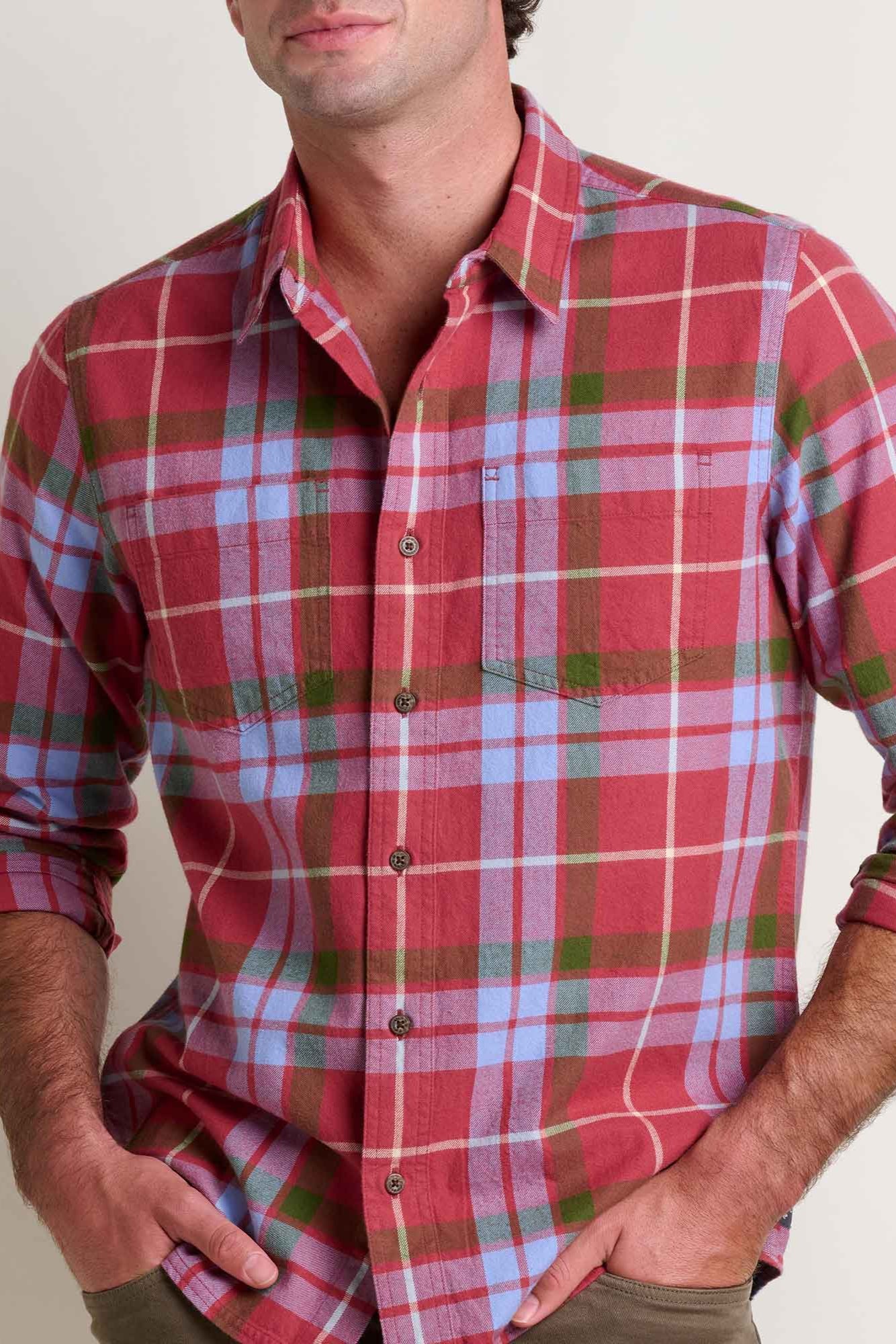 Pinevale Long Sleeve Button Down Flannel Shirt-Sundown