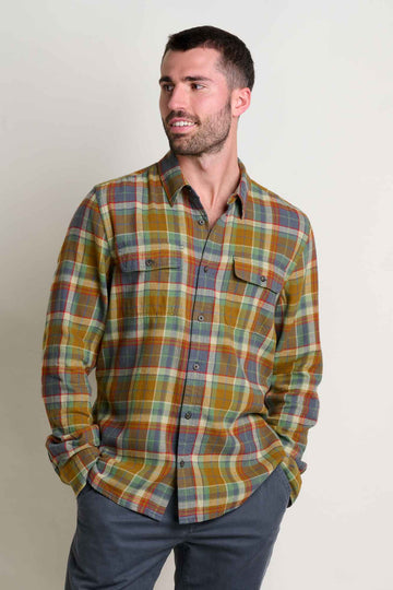 Creekwater Long Sleeve Button Down Flannel Shirt-Coyote