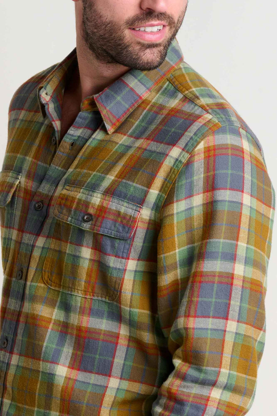 Creekwater Long Sleeve Button Down Flannel Shirt-Coyote