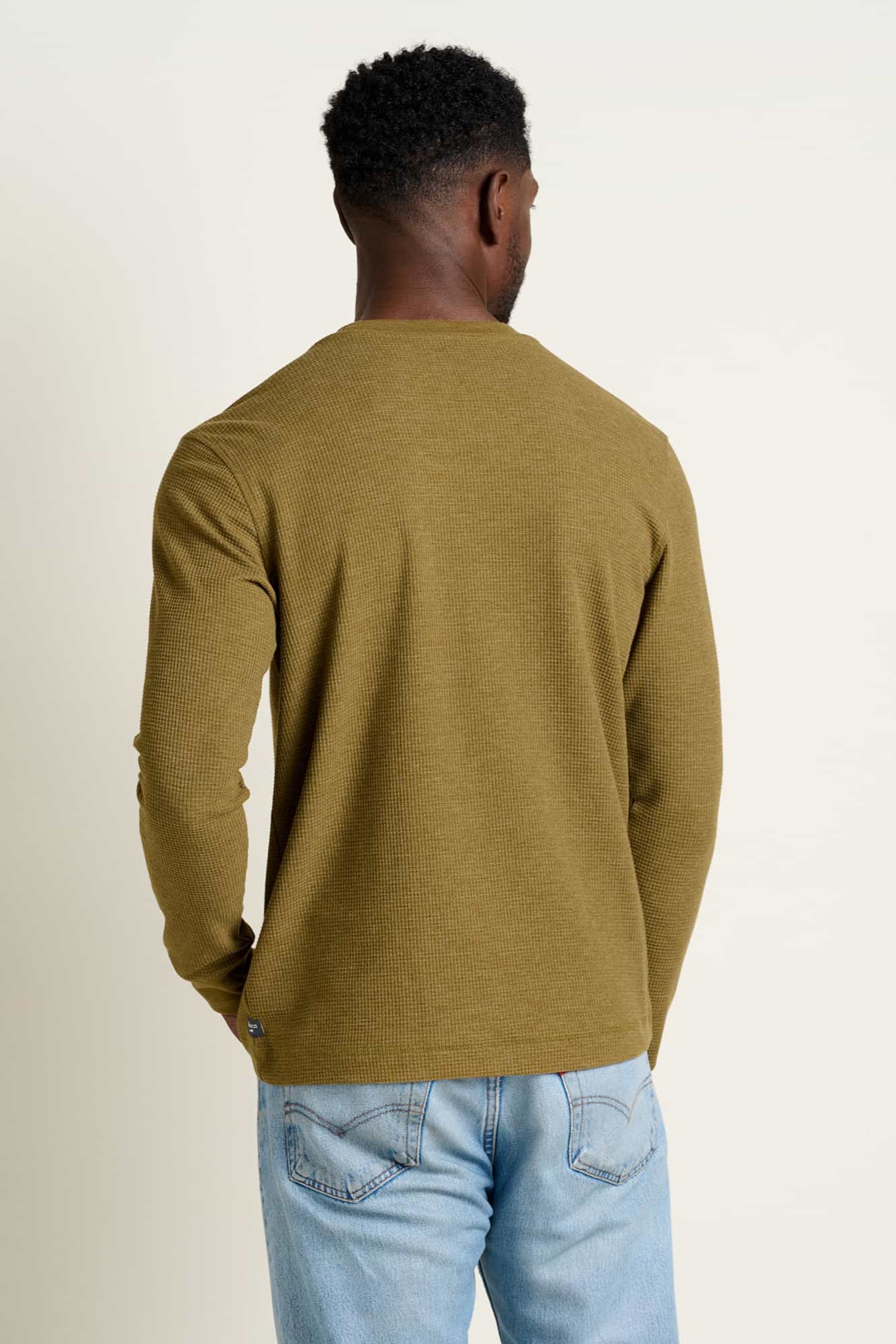 Framer Men's Long Sleeve Waffle Crew Neck: Fir