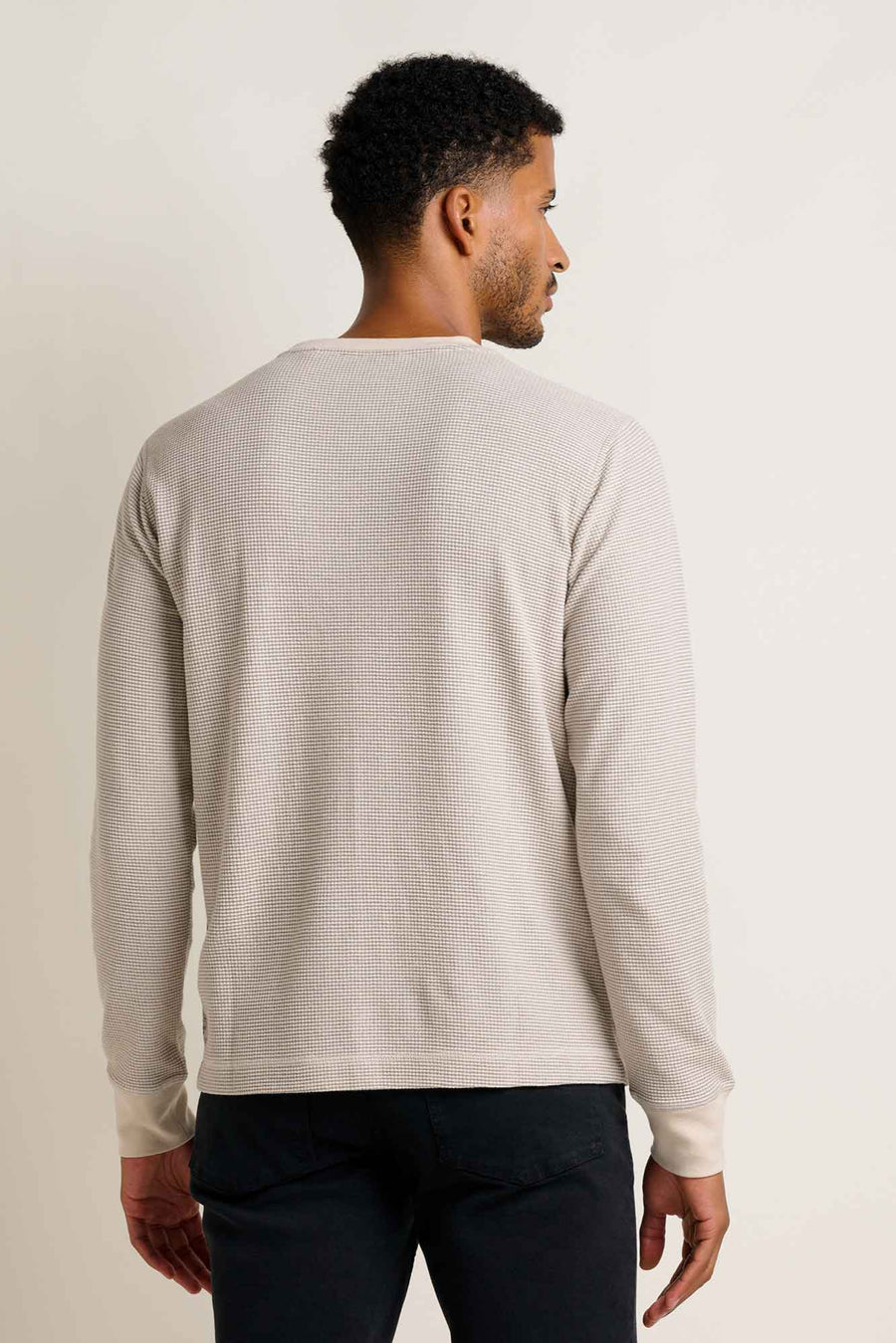 Framer Men's Long Sleeve Waffle Crew Neck: Heather Grey