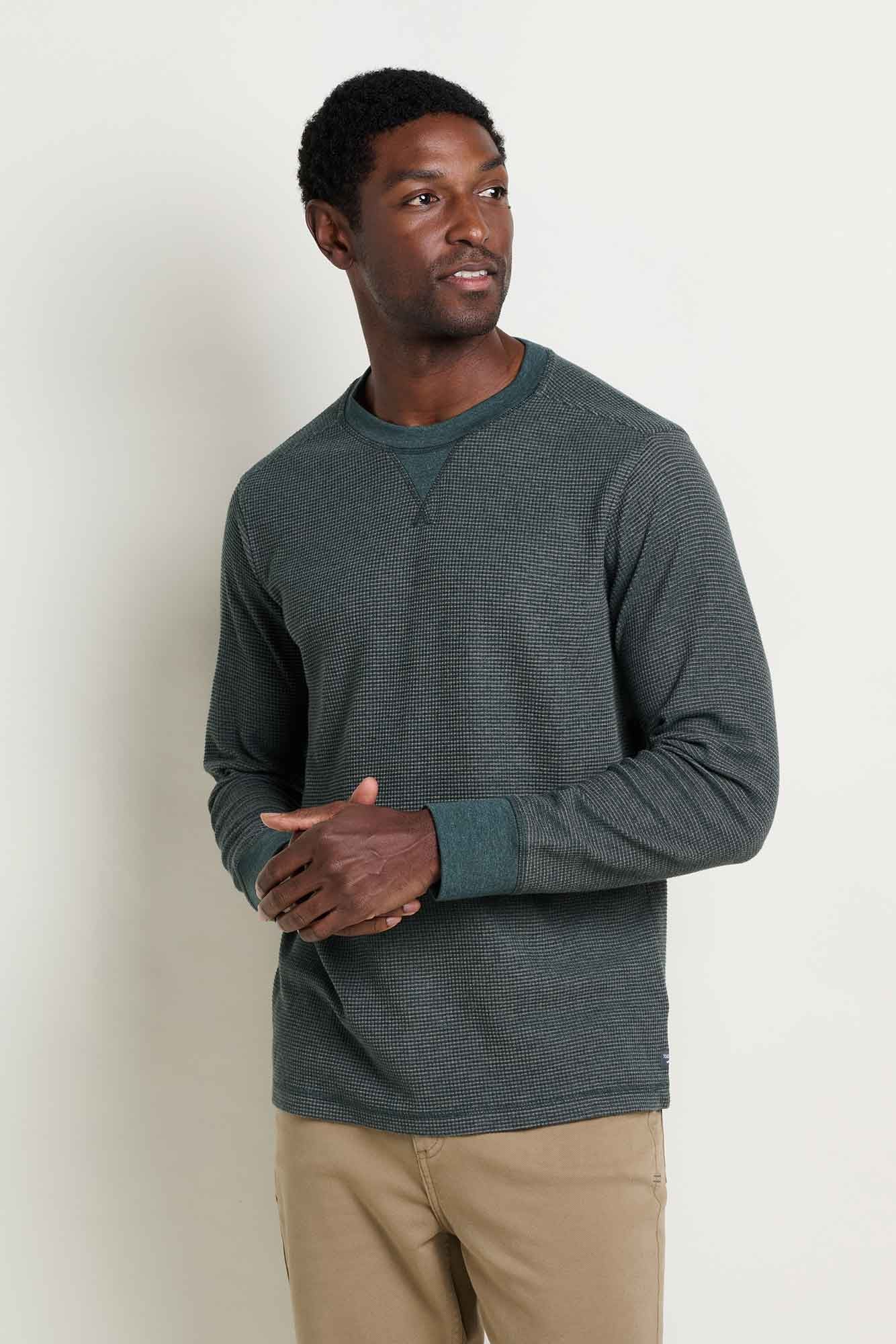 Framer Men's Long Sleeve Waffle Crew Neck: Serrano Pattern