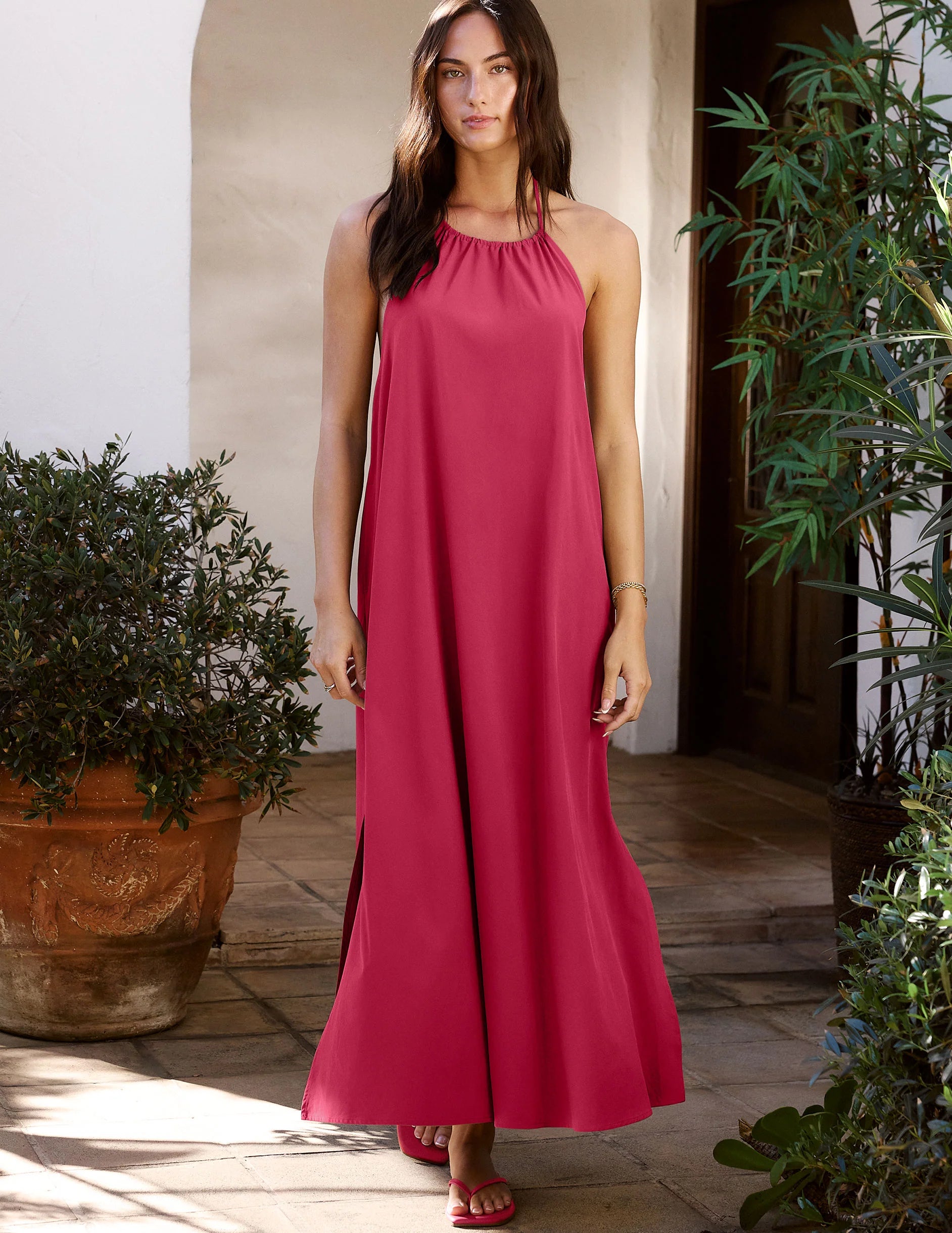 Go With The Flow Halter Dress: Nocturnal Navy