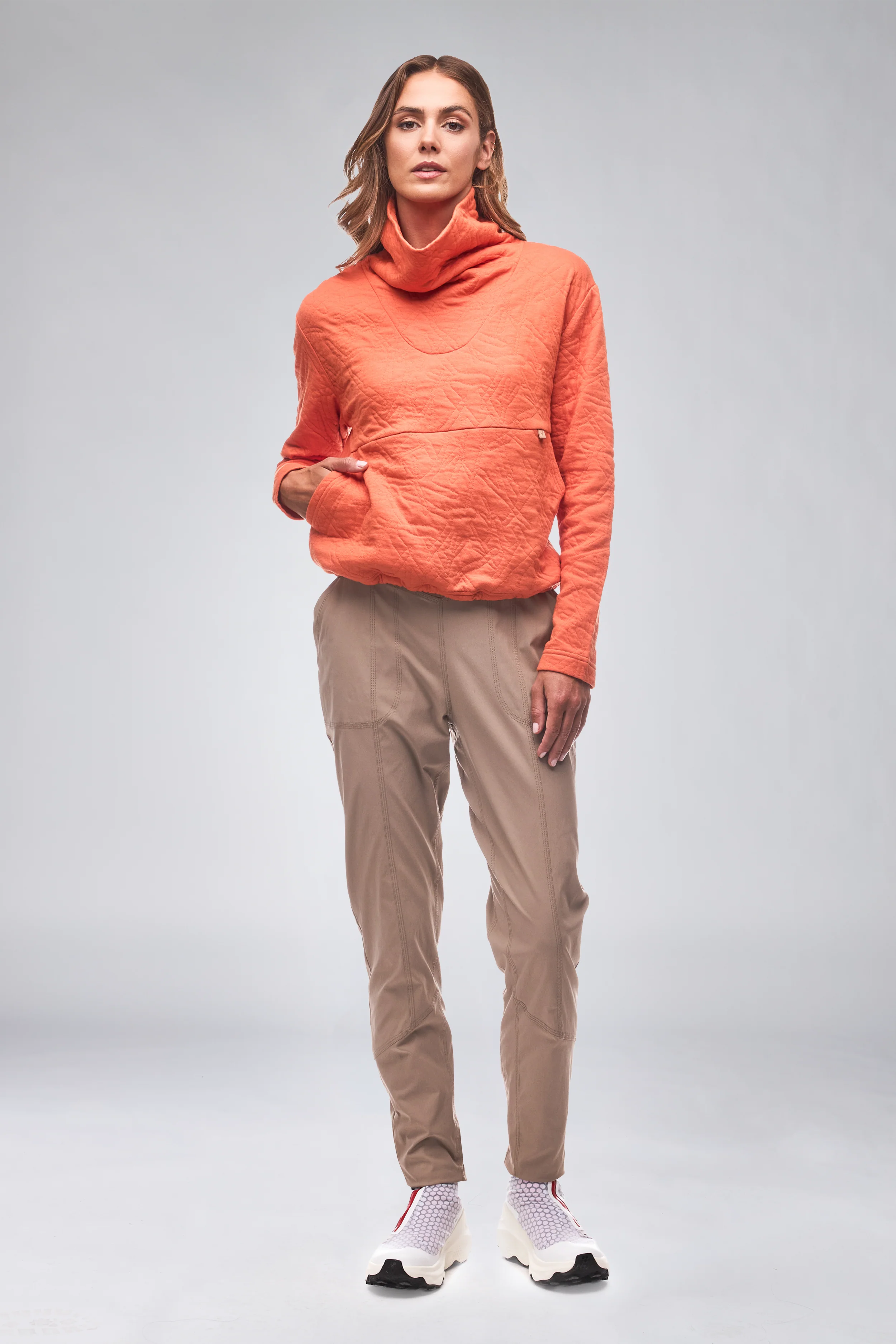 Relevo Cowl Neck Quilted Sweater
