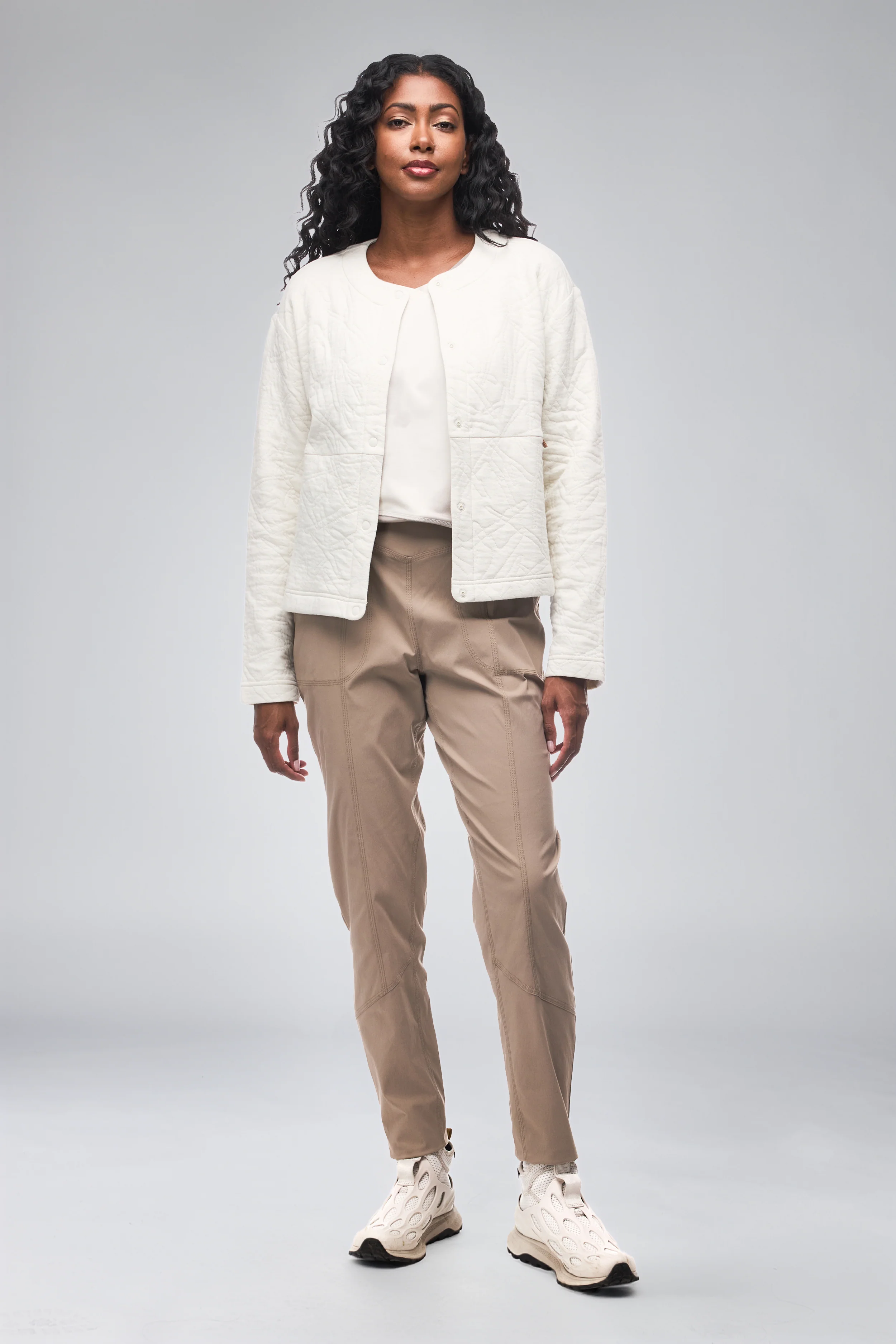 Desen Quilted Jacquard Cardigan Sweater