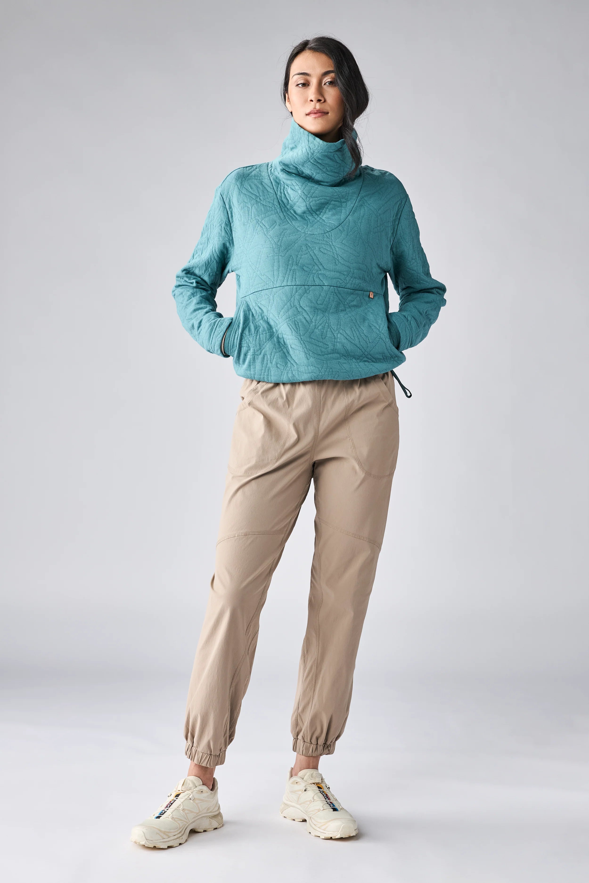 Relevo Cowl Neck Quilted Sweater