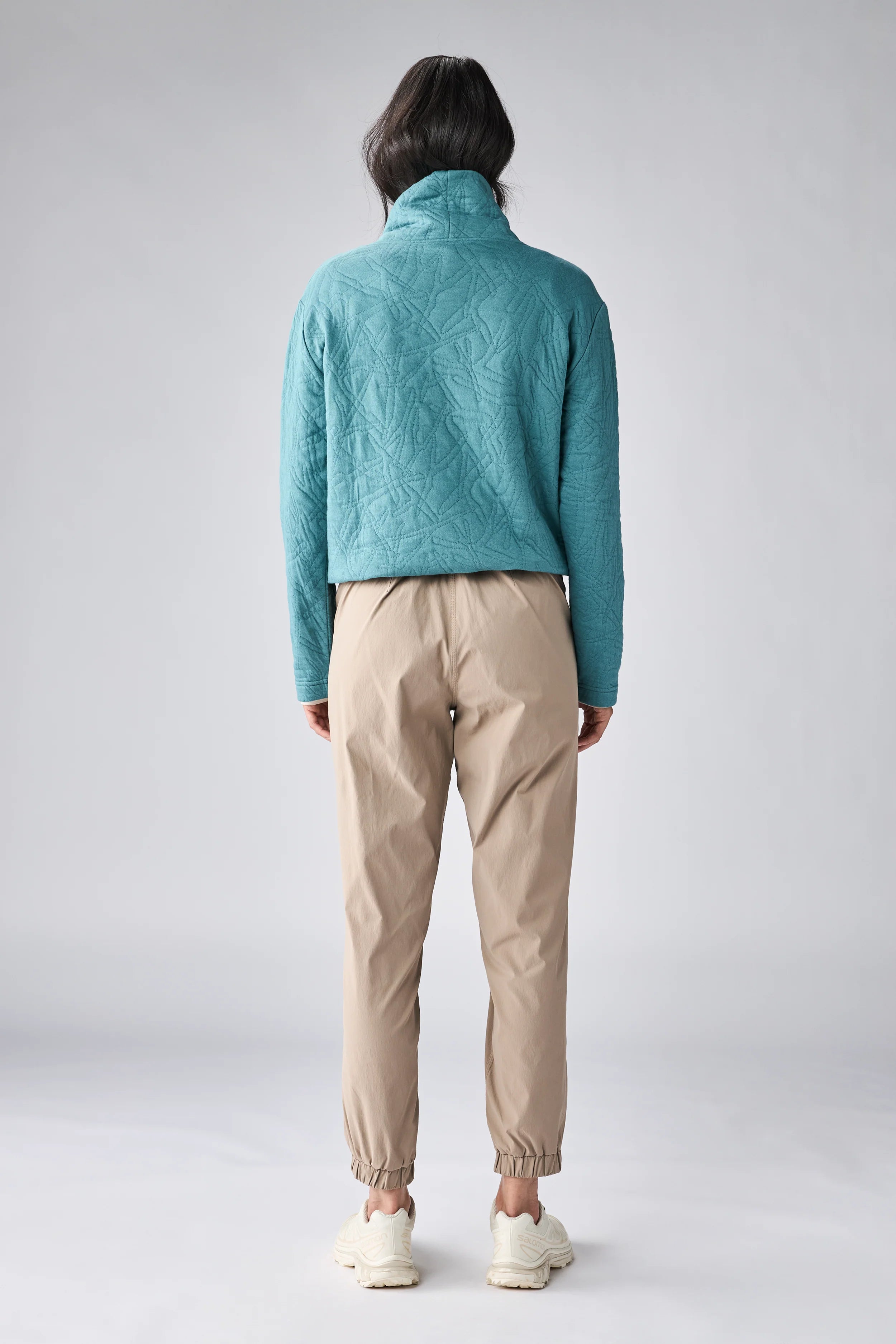 Relevo Cowl Neck Quilted Sweater